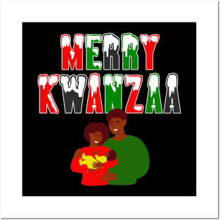 Merry / Happy Kwanzaa Black Family Posters and Art